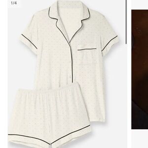 Tommy John White Pajama Set with Black Trim